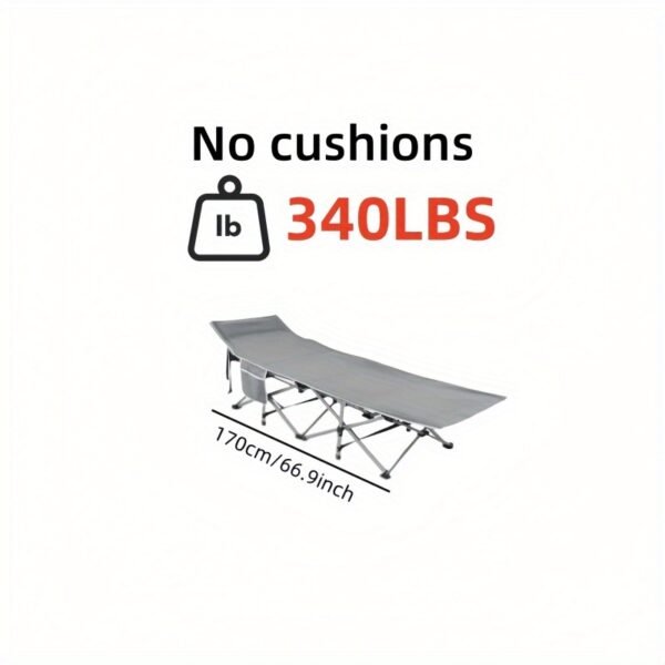 340lbs Heavy Duty Foldable Camping Bed – Double-Layer Oxford Frame, Reinforced Metal Cot for Outdoor & Guest Use (No Mattress)