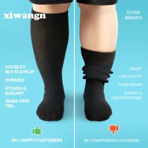 Extra Wide Socks for Swollen Feet | 30" Stretch | 6 PAIRS Bariatric Socks
